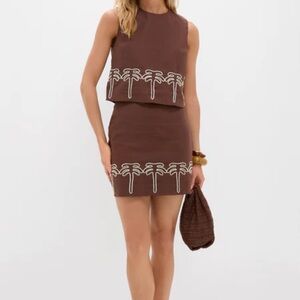 Brown Embroidered Women's Skirt